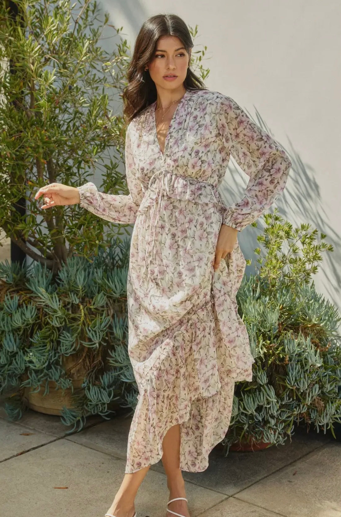 knee length dresses for ladies Lovely Lilac floral Maxi dress – Simply Mod