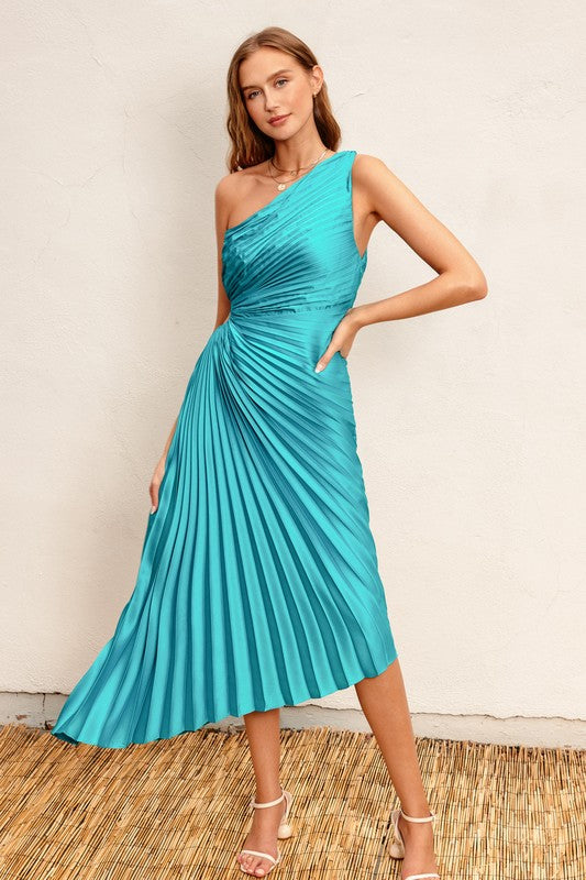 Buy Olympia Single Shoulder Pleated Maxi Dress - Style Trolley