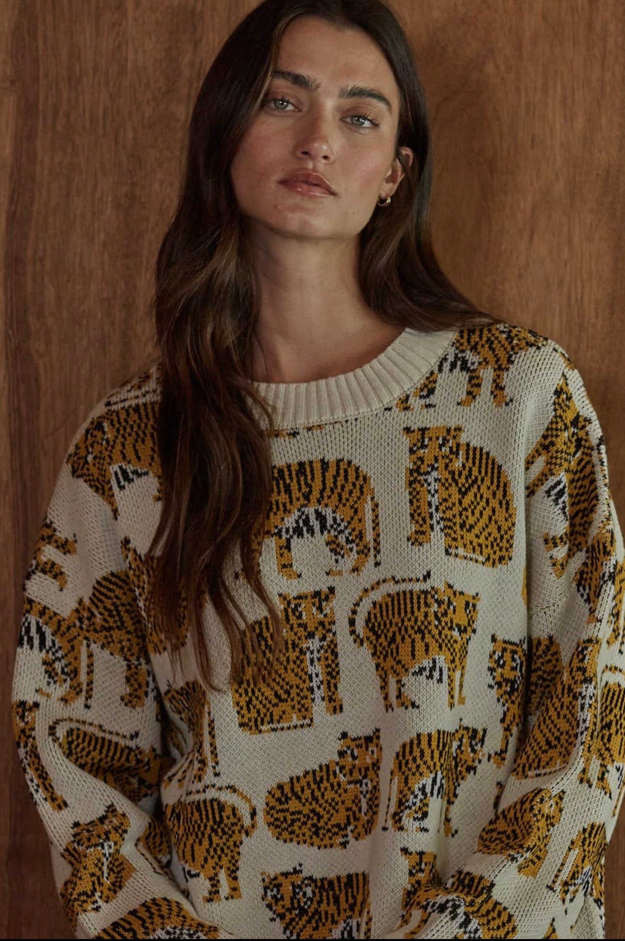 ニット/セーター TIGER JACQUARD KNIT SWEATER Tiger Pattern Knit Pullover Sweater – Style Trolley
