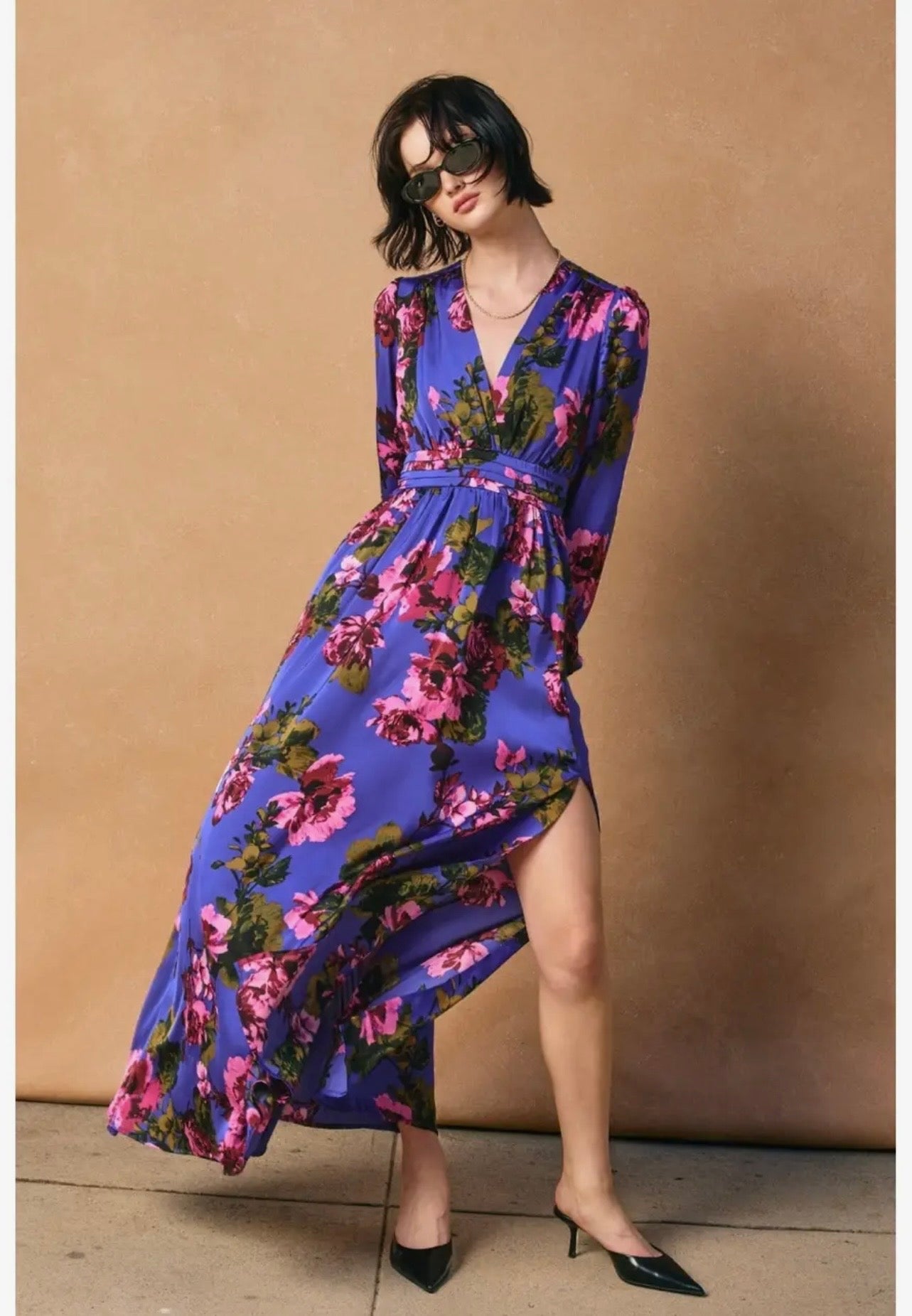 strapless open back dress Holly Pleated Tea Length Gown – THEIA main image 0