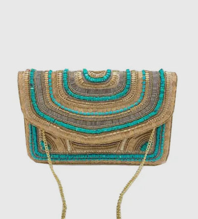 Golden Goddess Handmade Beaded Clutch Handbag