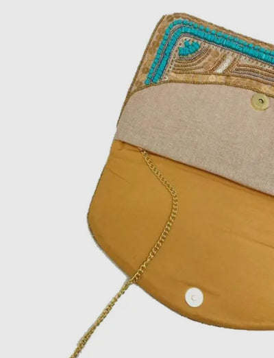 Golden Goddess Handmade Beaded Clutch Handbag