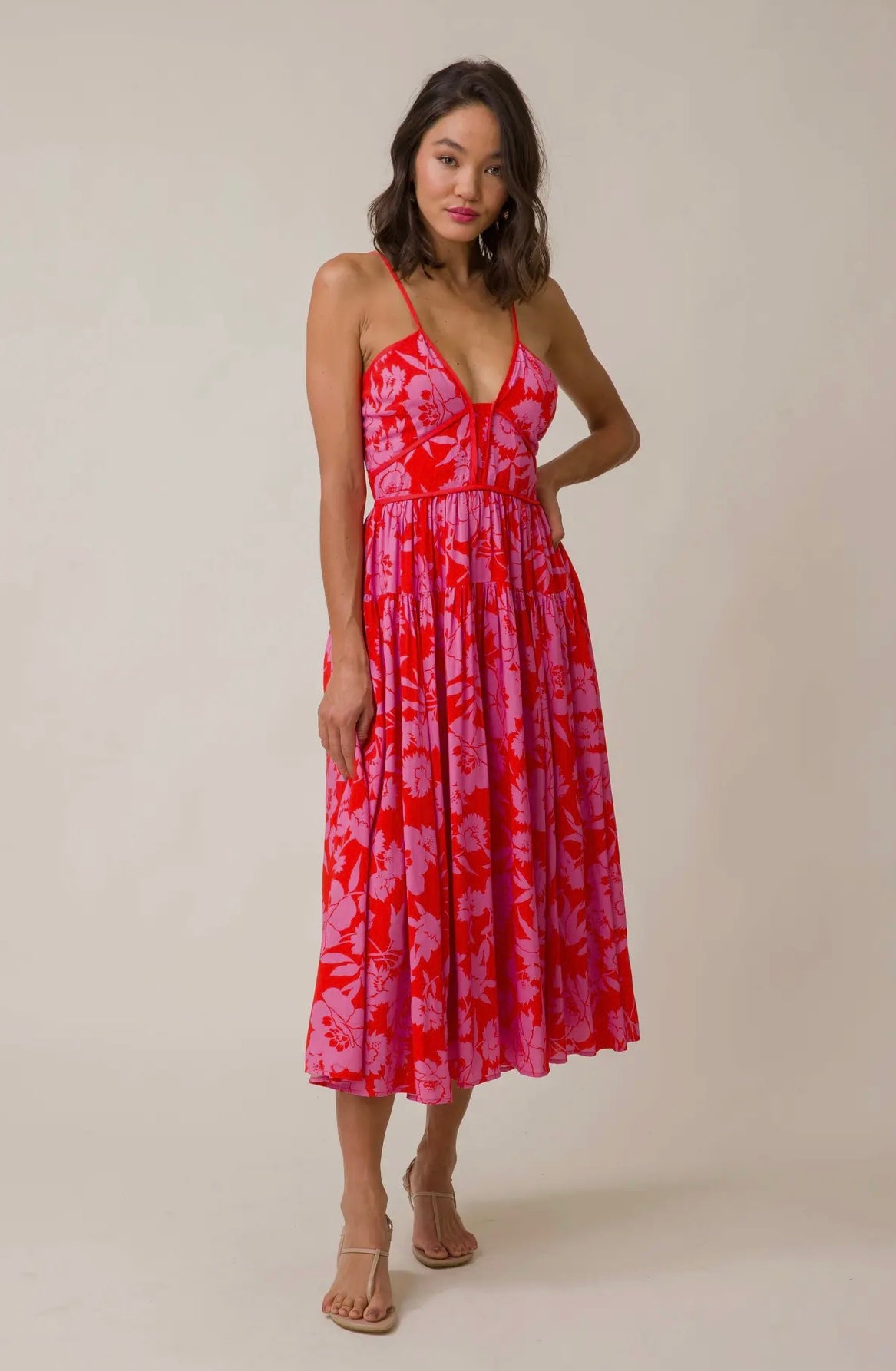 Jennie Tropical Print Midi Dress - Large Jennie Tropical Print Midi Dress - Large