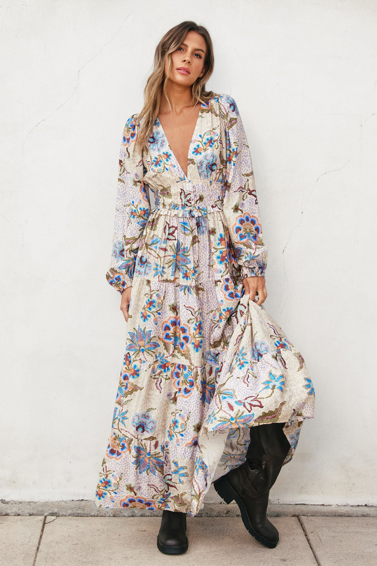 long sleeve winery dress Buy V-neck Mosaic Vineyard Maxi