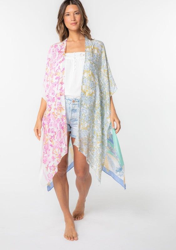 APNY Handkerchief Kimono Cover Up, Paintstroke Multi - Statement Boutique