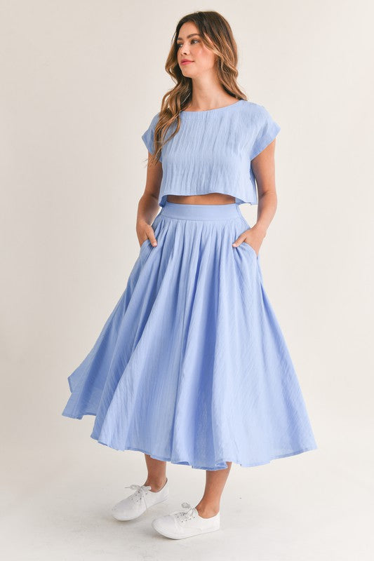 Shop Birdie Crop Top & Midi Flare Skirt Set