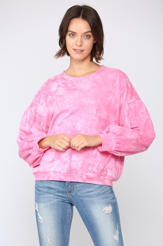 Hot pink tie dye sweatshirt hot sale