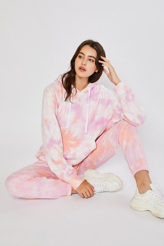 Pink tie dye hoodie and joggers new arrivals