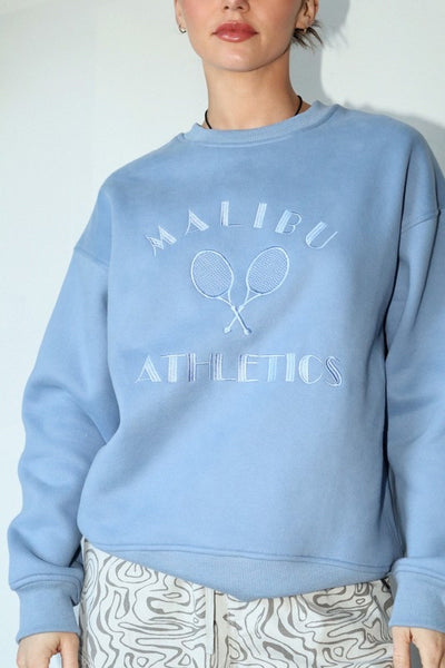 Malibu Athletics Embroidered Pullover Crewneck Sweatshirt