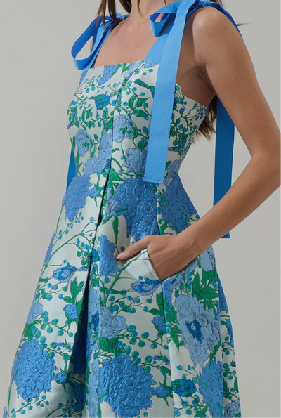 Willa Floral Dina Pleated Midi Dress