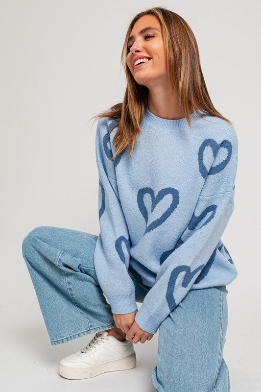 Bianca Heart Pattern Knit Sweater