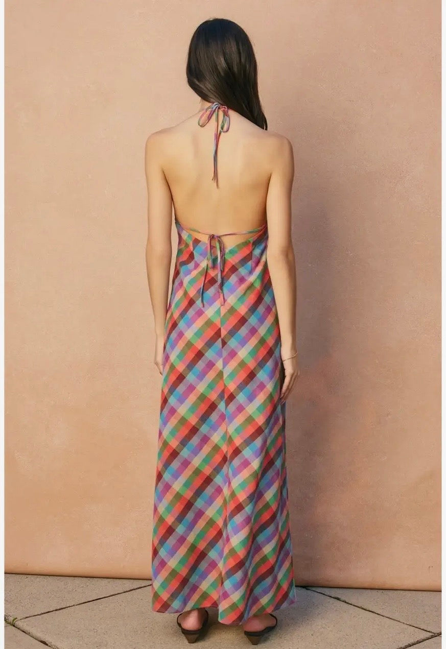 triangle halter dress MONOT Triangle Cutout Halter Gown