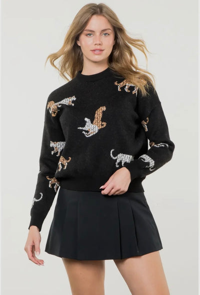 Jaguar Pattern Knit Sweater