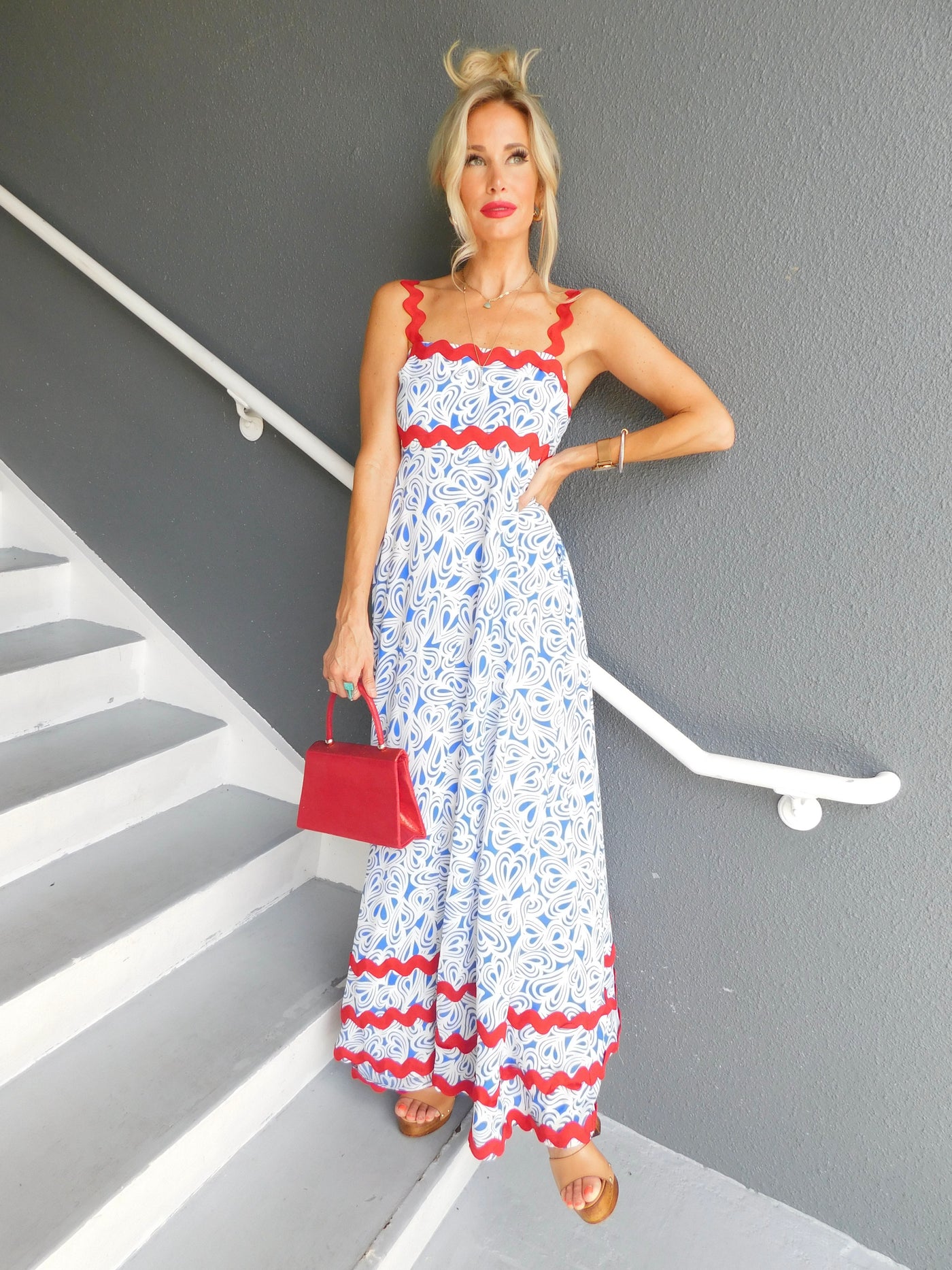 Geometric Print Tiered Maxi Dress