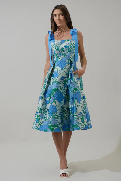 Willa Floral Dina Pleated Midi Dress