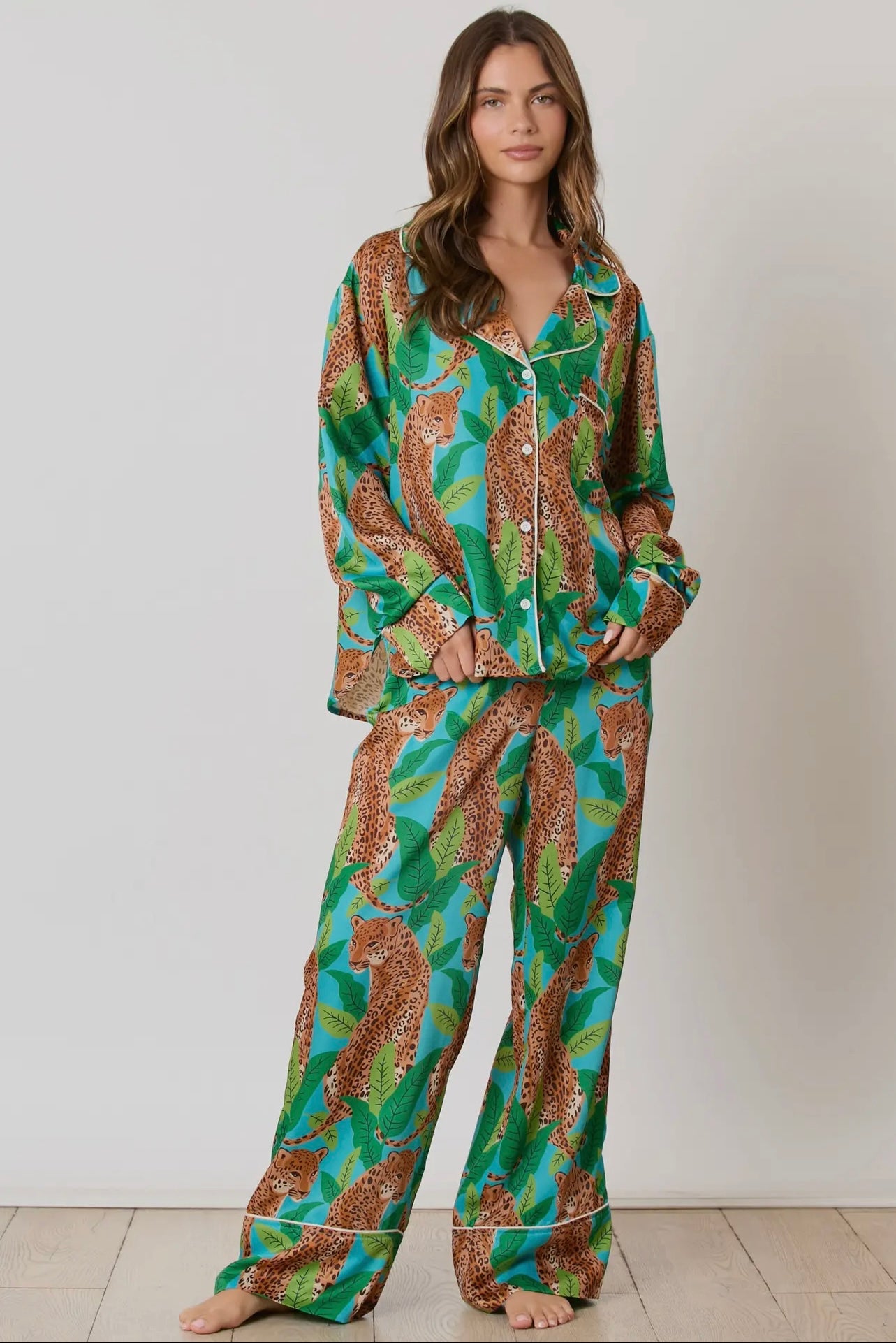 Cheetah silk pajamas sale