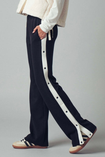 Side Snap Contrast Stripe Track Pants