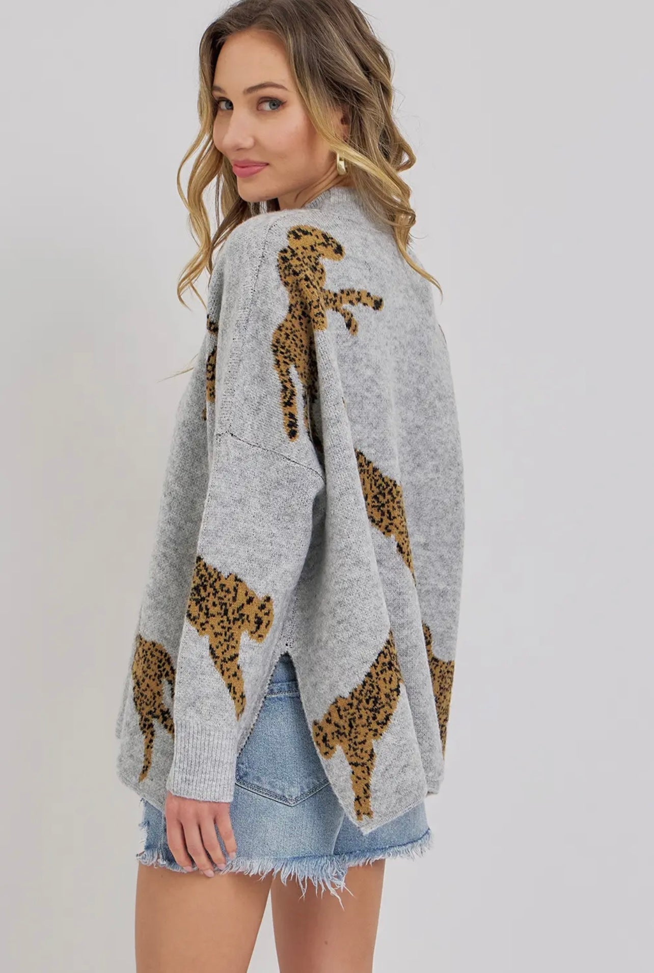 Leopard Pattern Oversized Knit Sweater