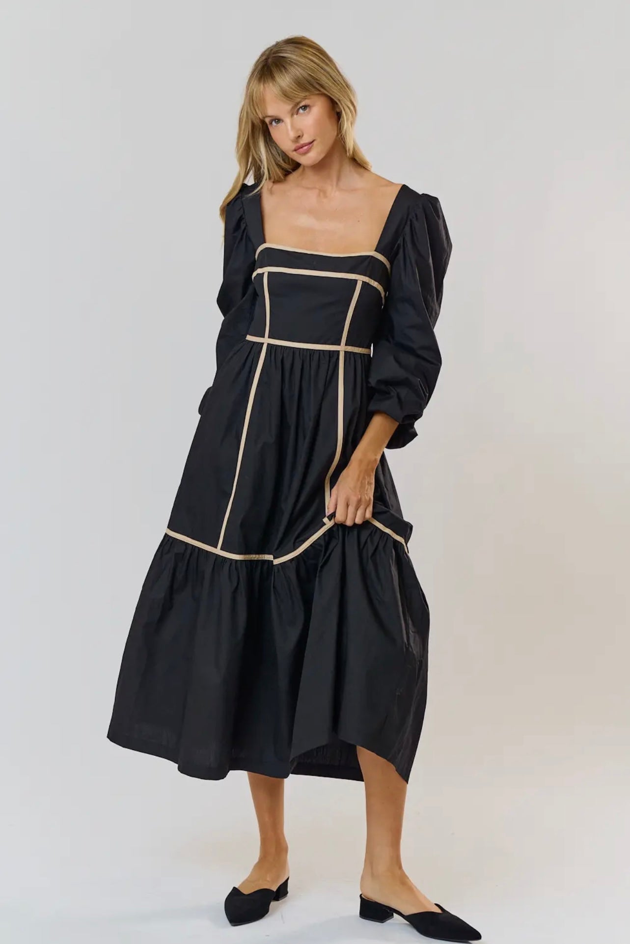 blouson sleeve maxi dress Maya Navy Fully Embellished Round Neck Long Blouson Sleeve Maxi Dress Maya Deluxe