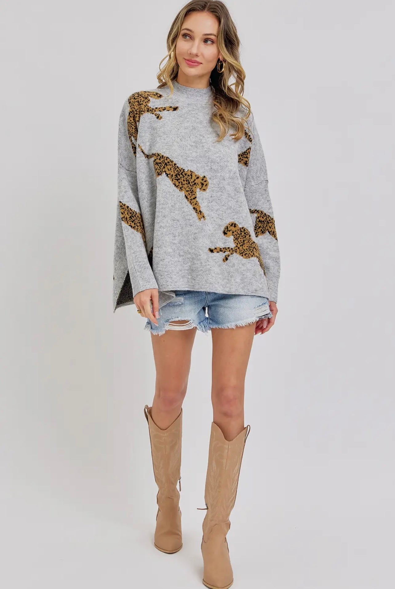 Leopard Pattern Oversized Knit Sweater