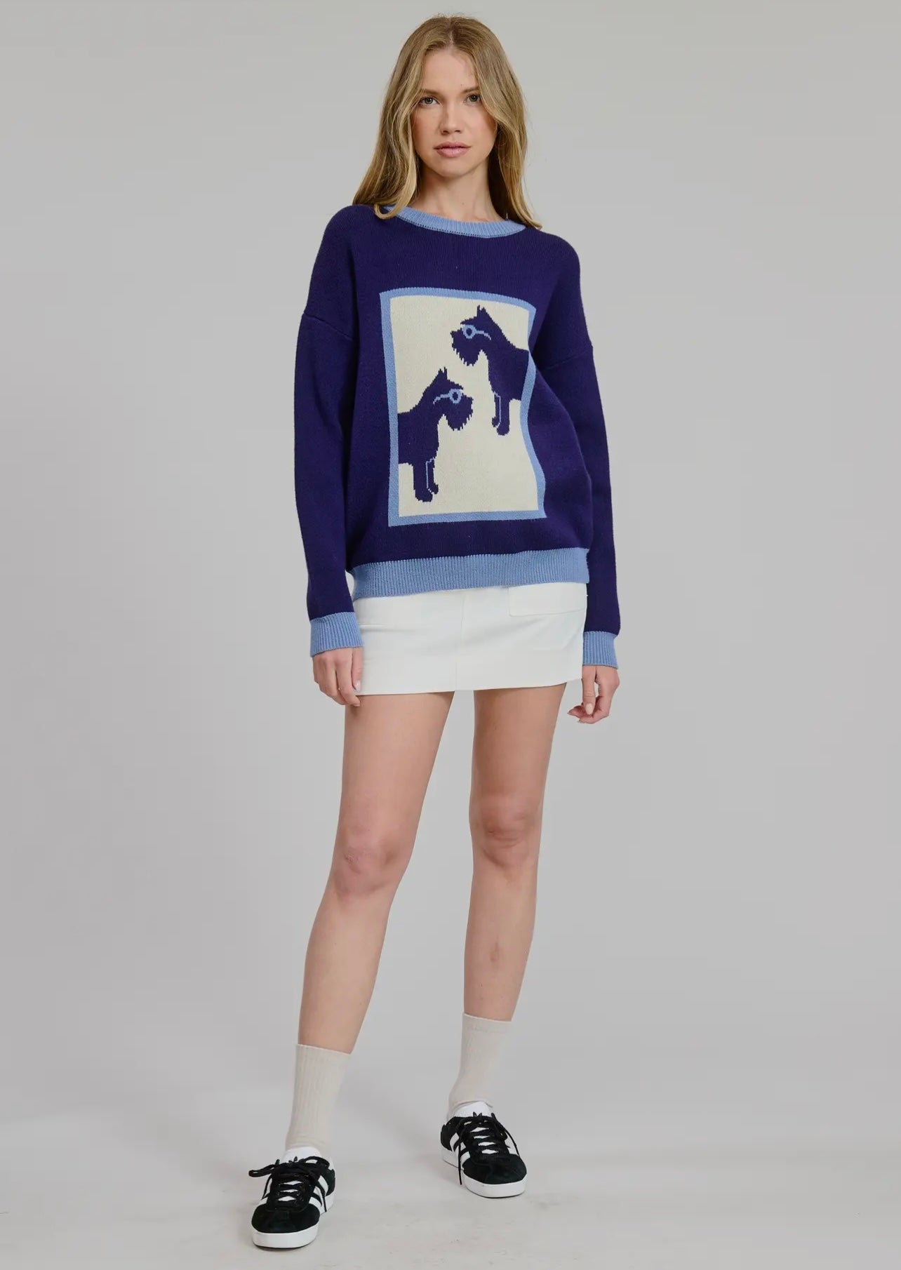Schnauzer Crewneck Pullover Knit Sweater