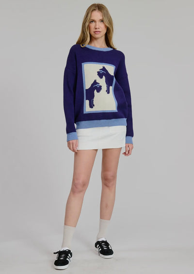 Schnauzer Crewneck Pullover Knit Sweater