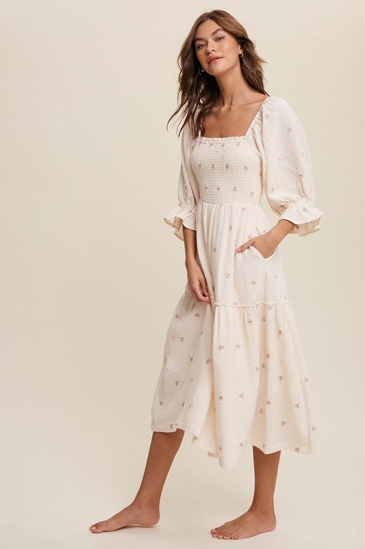 embroidered boho maxi dress Bohemian Embroidered Maxi Dress