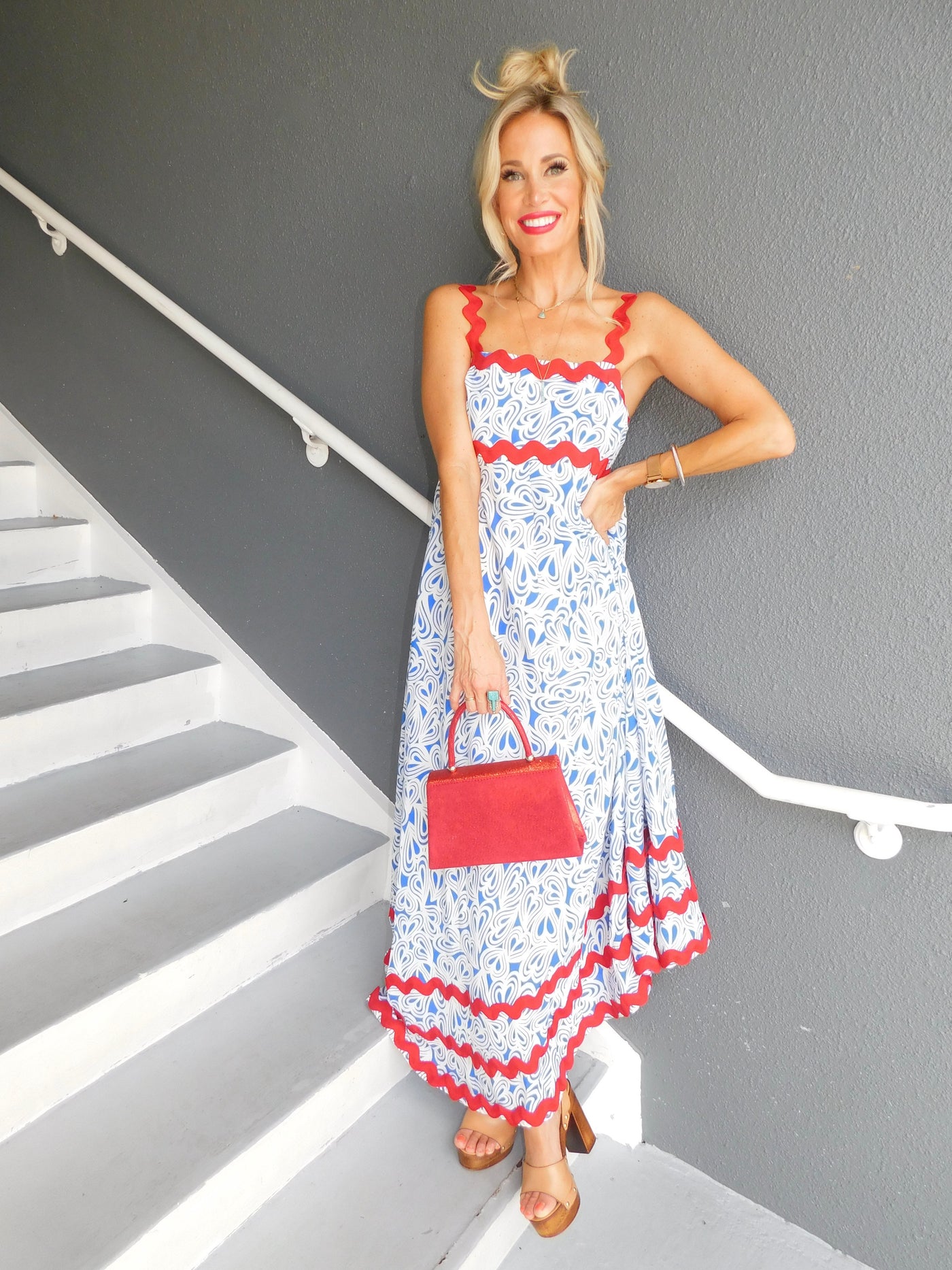 Geometric Print Tiered Maxi Dress