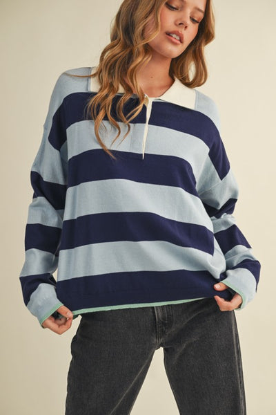 Sloane Striped Rugby Knit Top