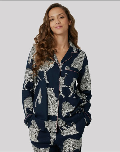 Organic Cotton Navy Leopard Print Pajama Set