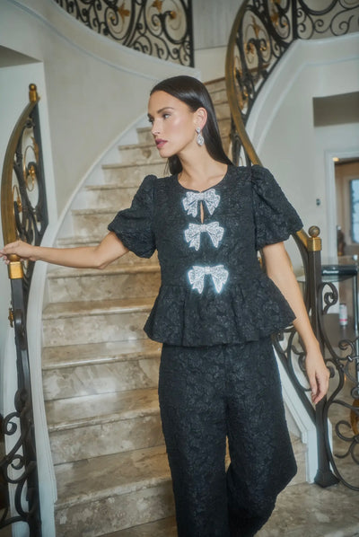 Arielle Jacquard Glow Bow Top