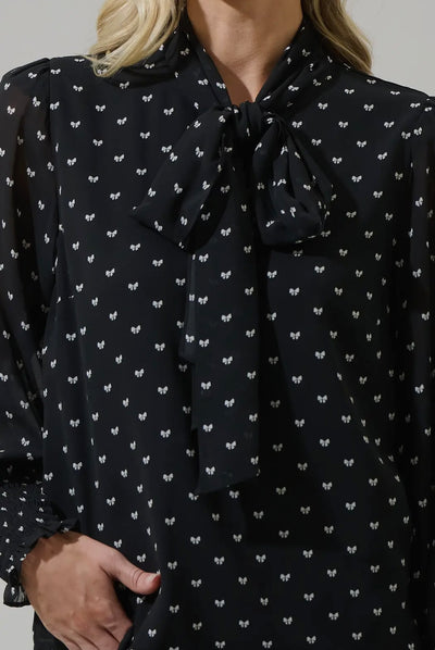 Rosaly Bow Etienne Tie Neck Long Sleeve Blouse