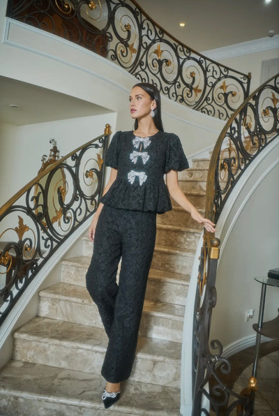 Arielle Jacquard Glow Bow Top