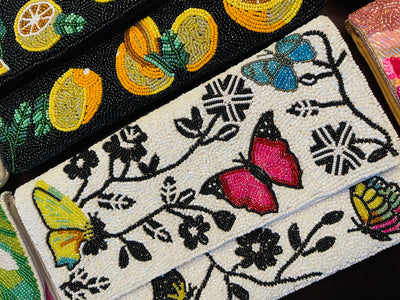 Lemon Slices Handmade Beaded Clutch