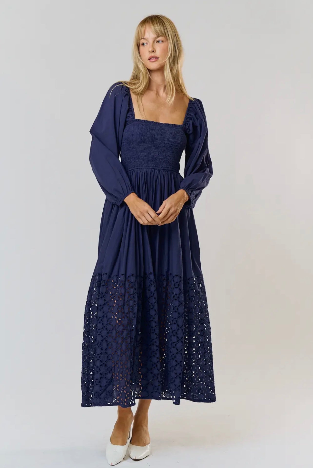 Cotton Eyelet Midi Dress