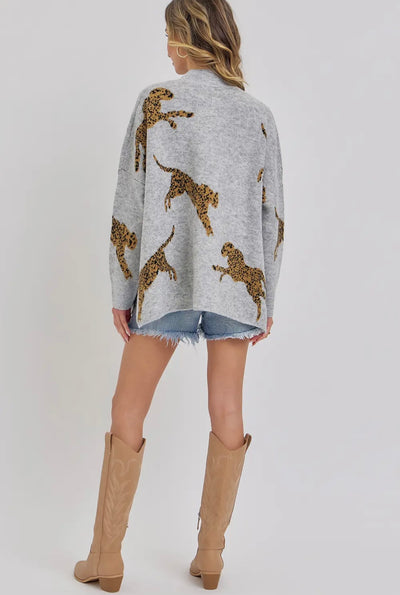 Leopard Pattern Oversized Knit Sweater