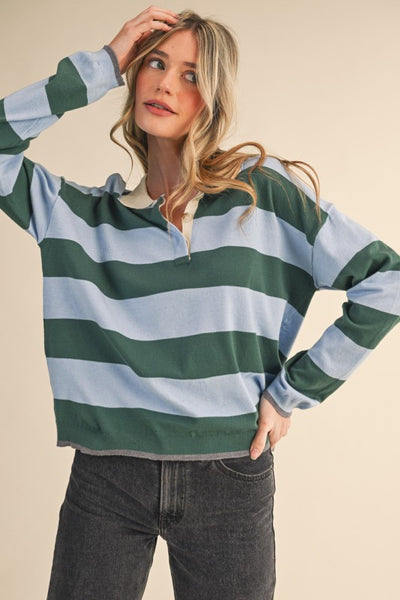 Sloane Striped Rugby Knit Top