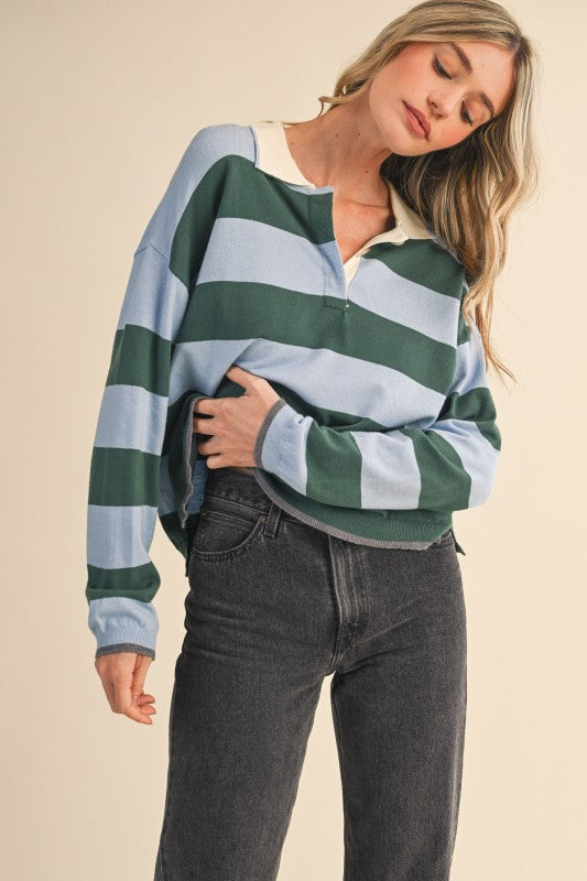 Sloane Striped Rugby Knit Top
