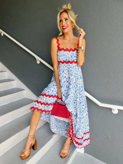 Geometric Print Tiered Maxi Dress