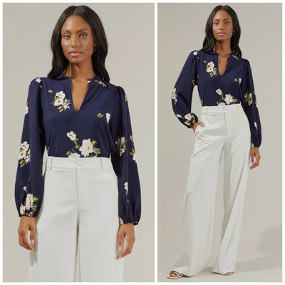 Arlene Floral Split Neck Blouse