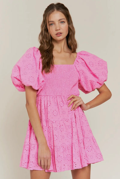 Gigi Pink Eyelet Babydoll Sundress