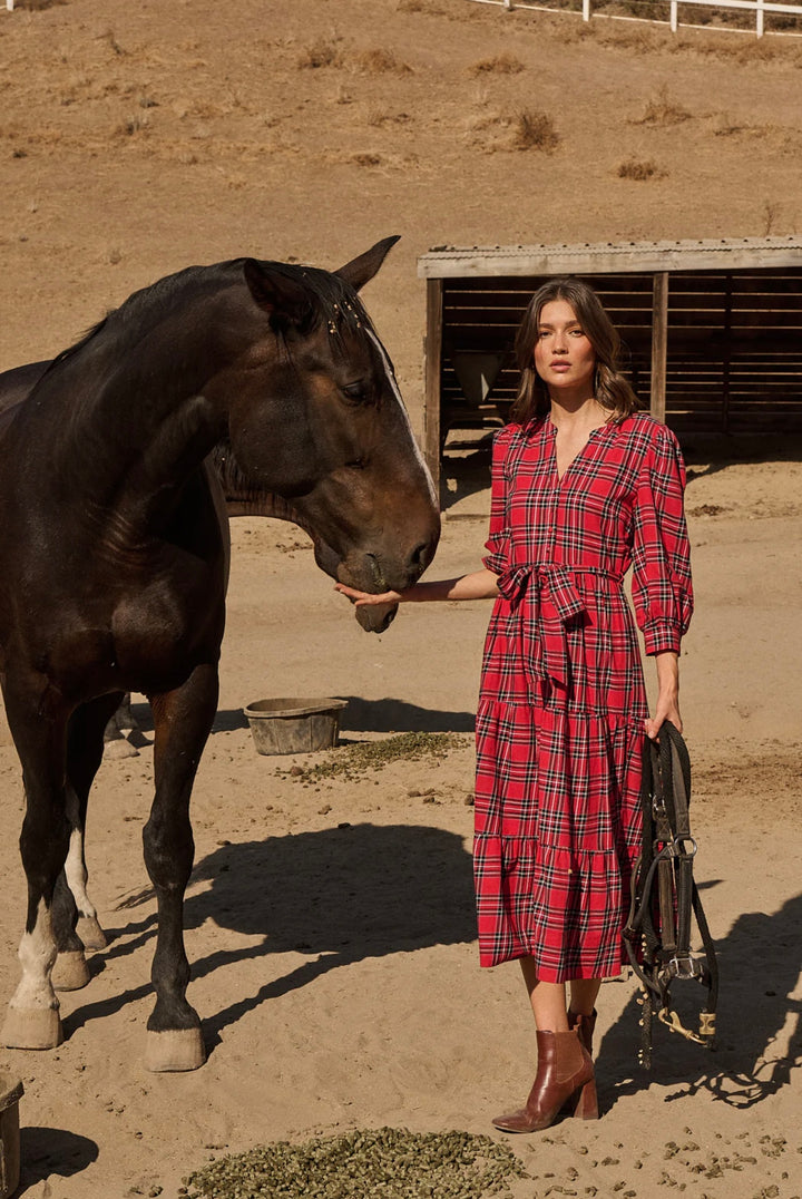 Shop Boswell Tartan Plaid Button Up Midi Dress - Style Trolley