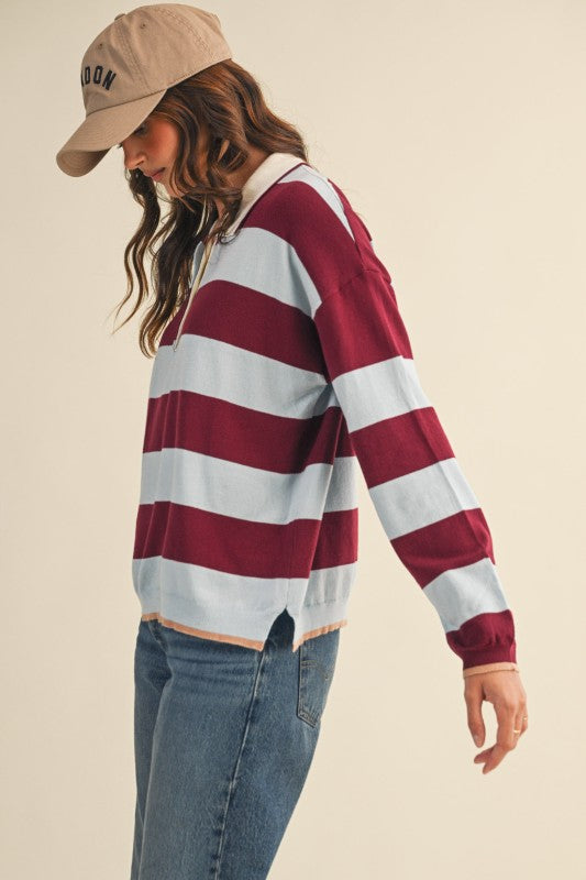 Sloane Striped Rugby Knit Top