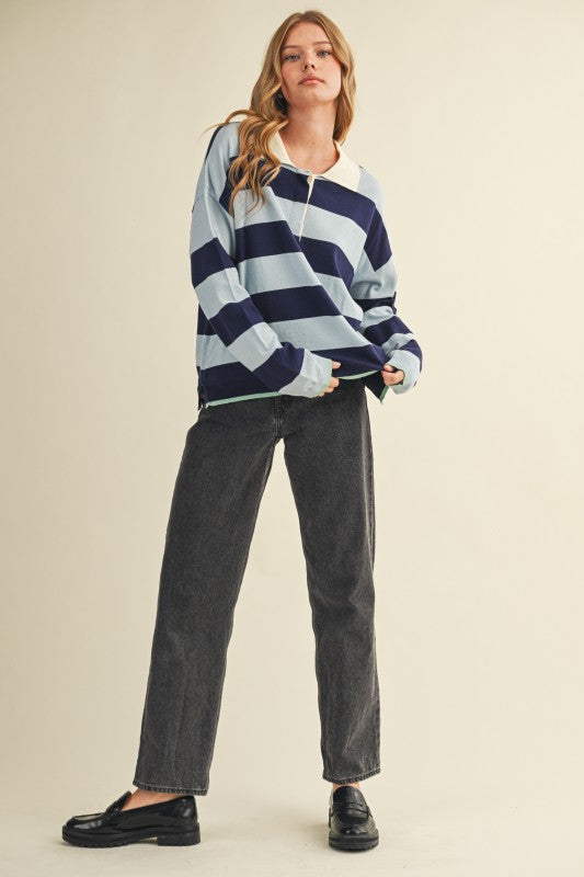 Sloane Striped Rugby Knit Top