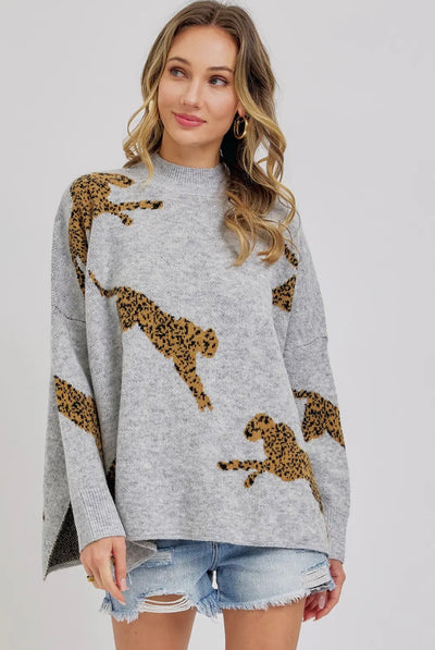 Leopard Pattern Oversized Knit Sweater