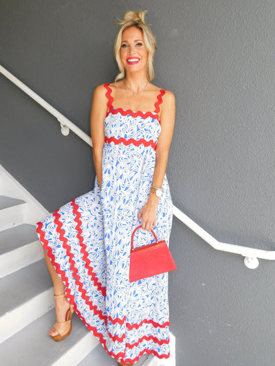 Geometric Print Tiered Maxi Dress