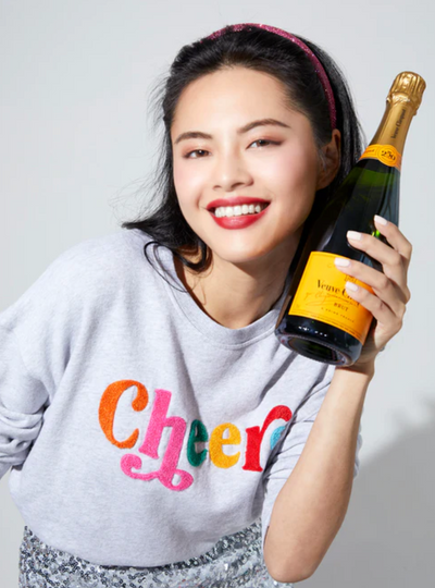 “CHEERS" Embellished Crewneck Sweatshirt