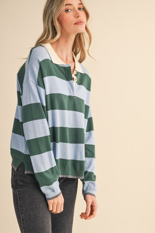 Sloane Striped Rugby Knit Top