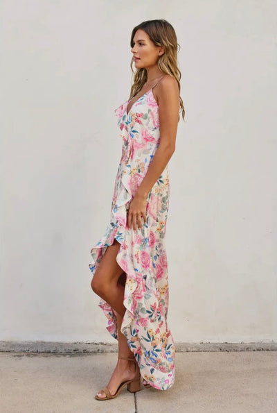 About A Girl Asymmetrical Ruffle
Maxi Dress