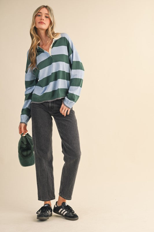 Sloane Striped Rugby Knit Top